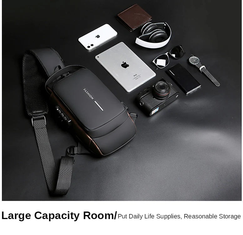 Multifunction Anti-Theft USB Charging Crossbody Shoulder Bag | Black