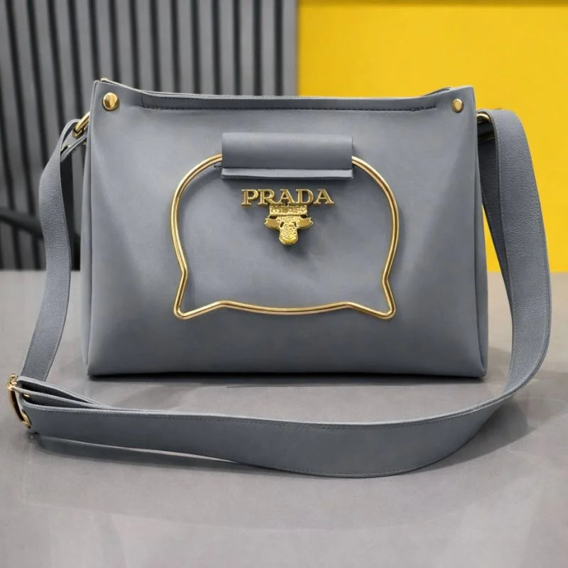 Cat Handle Handbag for Girls & Ladies | Stylish Shoulder & Crossbody Bag with Gold Accents | Colour Gray Elegant