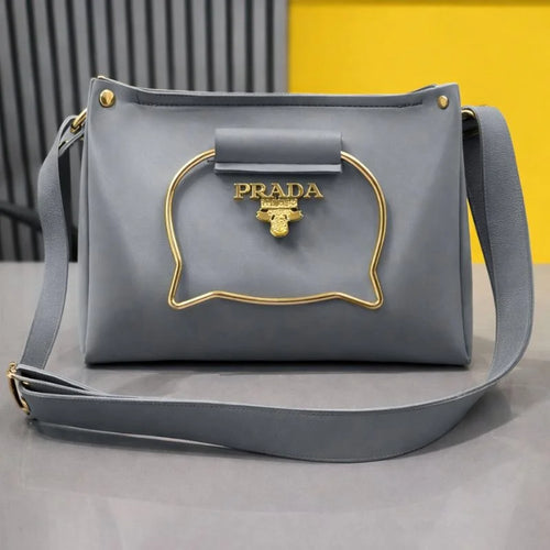 Cat Handle Handbag for Girls & Ladies | Stylish Shoulder & Crossbody Bag with Gold Accents | Colour Gray Elegant